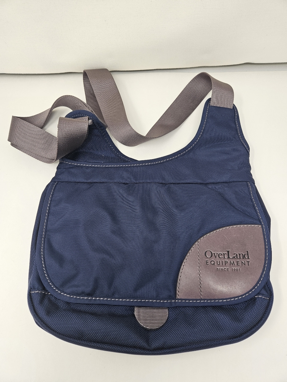 Overland Equipment Navy Crossbody Bag with Taupe Accents